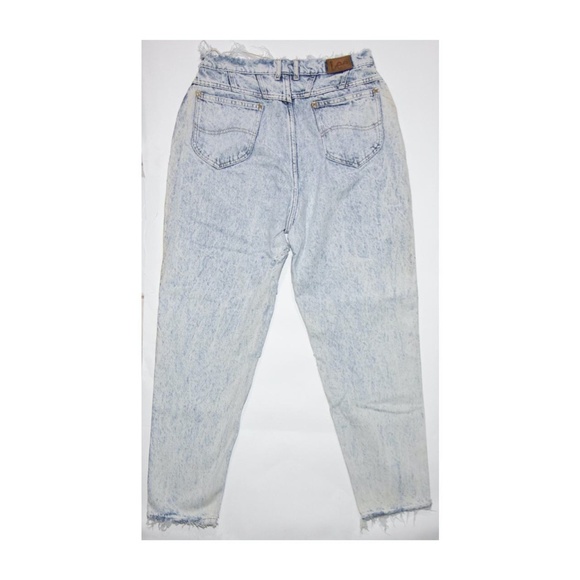 Vintage 80βs Lee Acidwash Highwaisted Light wash SUPER Distressed Jeans Zip Fly - Picture 2 of 4